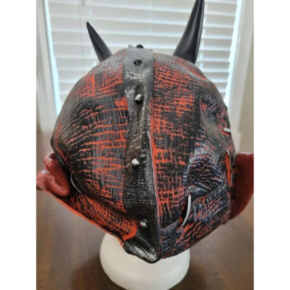 Halloween Vintage Rubber Red Devil w/Horns Vintage Mask Costume Mask - Picture 7 of 10